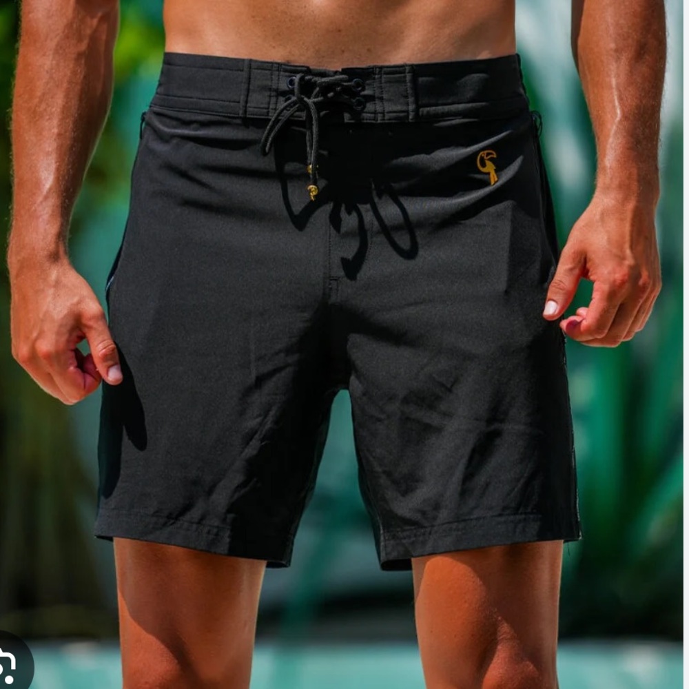 Men's Black Swim Trunks with Drawstring Waist